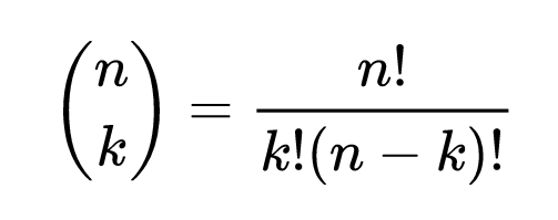 Combinação de N valores tomados de K a K. 