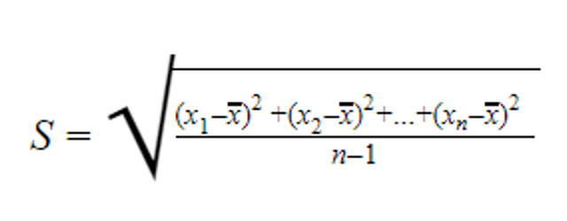 Fórmula do desvio padrão 