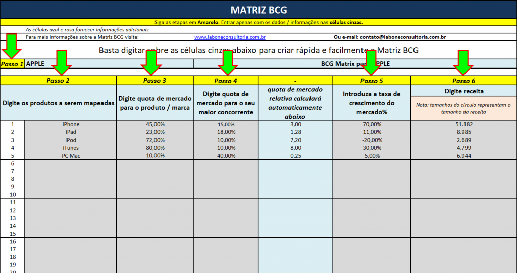 Exemplo de uma Matrix BCG