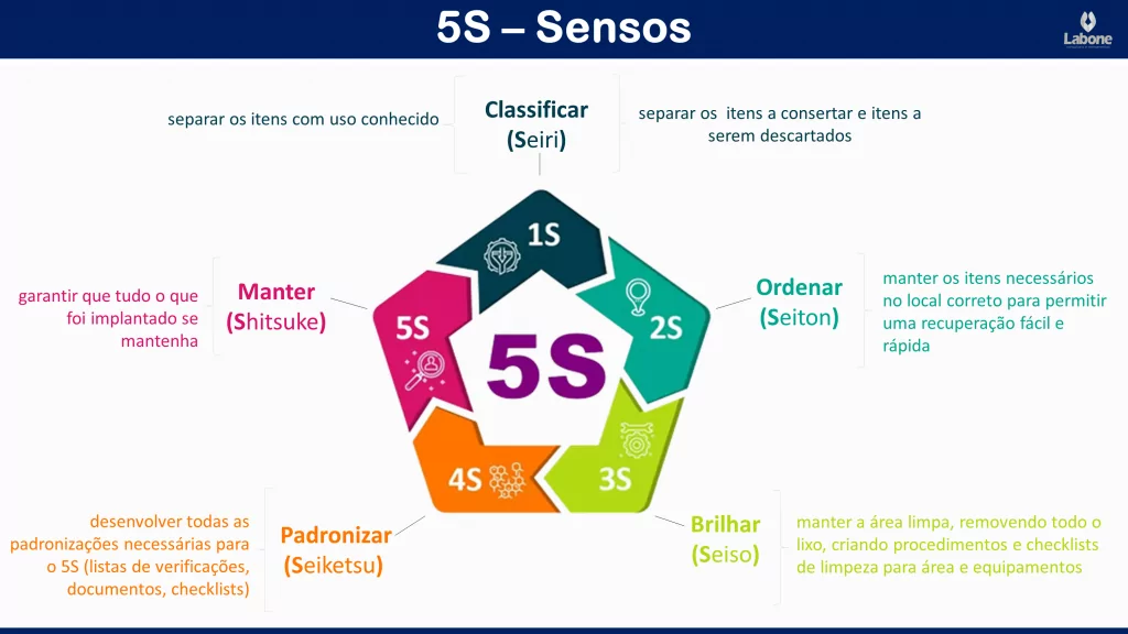 Na imagem, temos a explicação de cada sensos (fase) do 5s